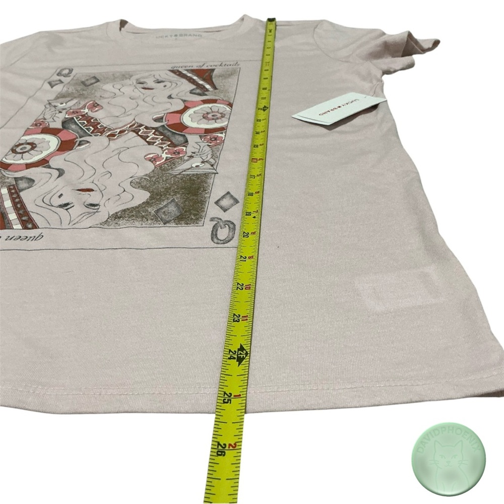 Lucky Brand Women's Queen of Cocktails Classic Crew Tee Pink Size Small NWT - Picture 11 of 14